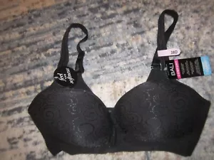 Bali Comfort black swirl design No wire Seamless bra 38D new - Picture 1 of 2