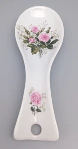 Ceramic Spoon Rest Pink Roses Kitchen Décor 7 3/4'' - Picture 1 of 4