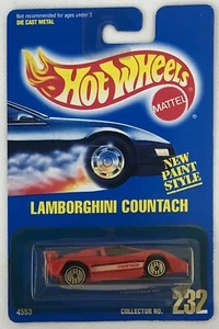 1993 Hot Wheels Blue Card Main line Lamborghini Countach UH Wheels #232 4553. - Picture 1 of 2
