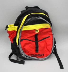 Wilson Gear Backpack Red Black Yellow Writing Sports Tennis Bag 18" Very Nice - Picture 1 of 12