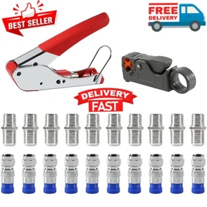 New Coaxial Compression Tool Kit Crimper Wire Stripper TV Coax Cable CCTV Repair - Picture 1 of 6