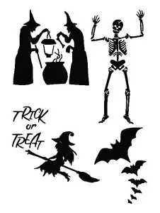 STENCILS CRAFTS TEMPLATES SCRAPBOOKING PAINTING HALLOWEEN STENCIL 2b - A4 MYLAR - Picture 1 of 1
