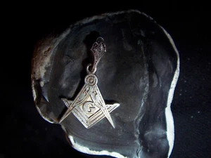 Anhänger-Zirkel-Winkel-Freimaurer-925-Silber Anhänger-Signiert-Echto - Bild 1 von 3