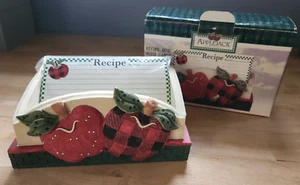New Vintage Applejack Ingleman Designs Recipe Card Box Apple Plaid Gingham - Picture 1 of 14