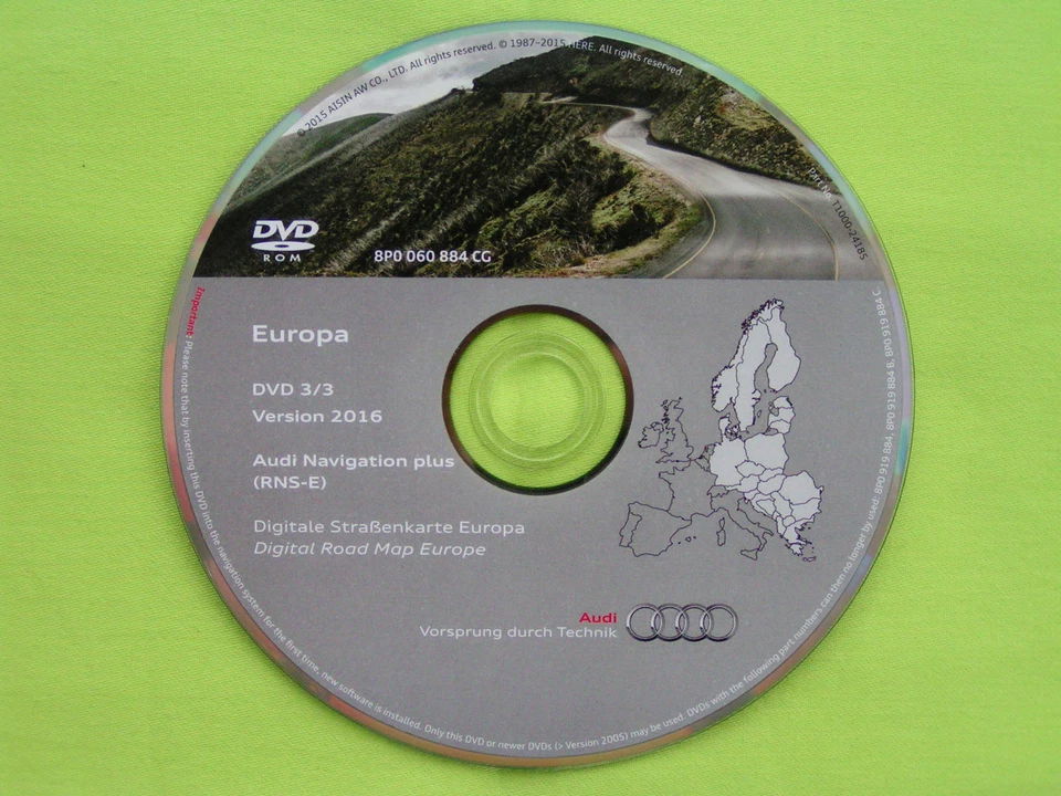 DVD AUDI NAVIGATION PLUS RNS-E 2016 A3 A4 A6 TT R8 DEUTSCHLAND + OST EU SCHWEDEN - Bild 1 von 1