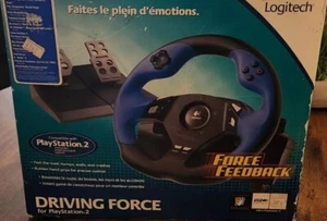 Logitech Driving Force Feedback Racing Steering Wheel & Pedals PS2 GT3 NEW Open - Picture 1 of 6