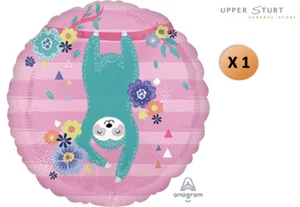 Sloth 43cm Standard Foil Balloon 1 Piece Birthday Party Supplies FAST SHIPPING - Picture 1 of 1