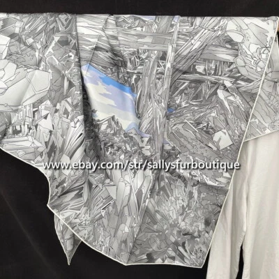 Sallys Crystal Print 18 Momme Twill Silk Wrap Scarf Stole Double Face Shawl 35" - Image 1 of 4