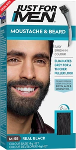 Moustache & Beard Dye Real Black M-55 – Grey Coverage w/ Brush, 2 Count - Picture 1 of 11