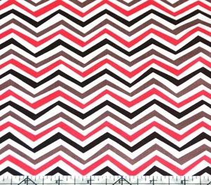 Woodland Delight Brick Path Chevron Zig Zag Brown Red Fabric - Picture 1 of 1