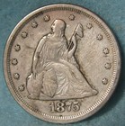 1875 S SILVER TWENTY CENT 20C PIECE BETTER GRADE OLD US COIN 1875 S SILVER TWENTY CENT 20C PIECE BETTER GRADE OLD US COIN