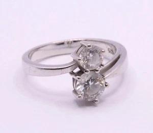 Diamond Bypass Ring Size O 1/2 Ladies Sterling Silver 4g AAC379 - Picture 1 of 4