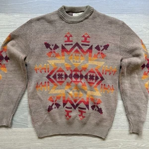 Vintage Pendleton Sweater Men Large Wool Brown High Grade Western Wear Aztec - Picture 1 of 7