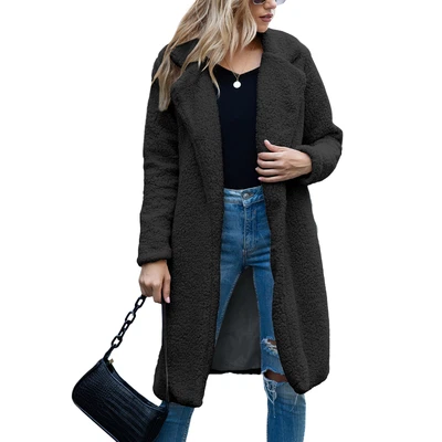 Women's Long Teddy Fleece Jacket – Thermal Warmth for Cold Weather Days - Image 1 of 4