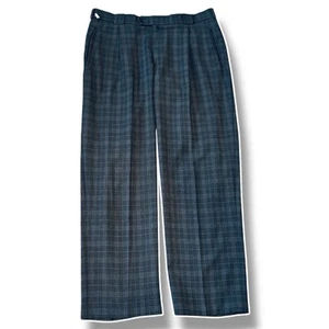Meyer Mens 35W Grey Smart Designer Checked Straight Leg Dress Trousers - Picture 1 of 8