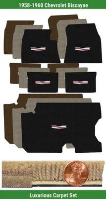 Juego de alfombrillas de lujo personalizadas para Chevrolet Biscayne 58-60 con logotipo (5 piezas) #6DS Foto 1 de 4