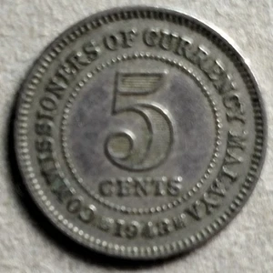 Commissioners of Currency Malaya, King George VI 1948 5 cents coin (B) - Picture 1 of 2