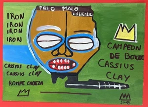 Jean-Michel Basquiat (Handmade) Mixed Media on Paper Painting signed and stamped - Picture 1 of 2