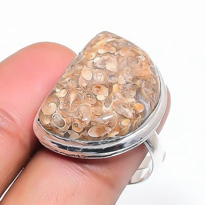 Turritella Achat Edelstein Verstellbar Ring Handarbeit Unikat Design Schmuck ... - Bild 1 von 4