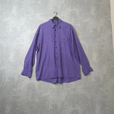 Camel Shirt Men's Large Purple Checkered Long Sleeve Collared Casual Button-Up - Image 1 of 4