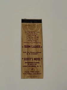 Scottys Motel Lake George New York Vintage Matchbook Cubierta 450 - Imagen 1 de 1