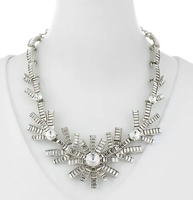 Oscar de la Renta Crystal Starburst Statement Necklace – Silver Tone jewelry New - Image 1 of 4