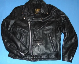 GIACCA MOTO PELLE U.S. MADE CO. MIDDLETON, MA tg 40 MADE IN USA - Foto 1 di 5