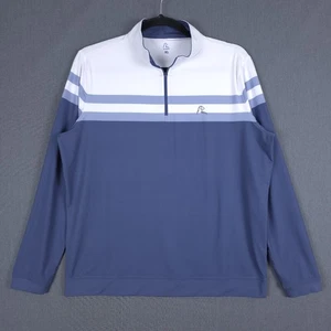 Rhoback Horizon Block Performance Q-Zip 1/4 Mens XL Blue White Long Sleeve Golf - Picture 1 of 10