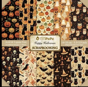 Halloween Scrapbook Papier Junk Journal Bastelpapier ~ Geister Kürbisse 20 Stk. - Bild 1 von 4