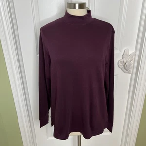 NEU Peruvian Connection Mock Rollkragen Langarm T-Shirt Fig Pima Baumwolle L - Bild 1 von 8