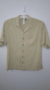 Vintage Tommy Bahama Mens Large Floral Beige Short Sleeve Button Up Silk Shirt - Picture 1 of 10