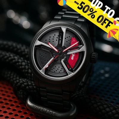 Men’s Quartz Wheel Watch Audi RS Analog Stainless Wrist Watch Casual Dress - Image 1 of 4