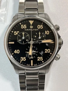 Hamilton H767220 Khaki Aviation Quartz Chronograph 43mm Black Dial 18.5cm 7.28in - Picture 1 of 12