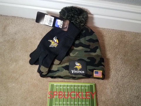 NFL STS SALUTE TO SERVICE MINNESOTA VIKINGS BEANIE /GLOVES ONE SIZE ADULT CAMO G Cover