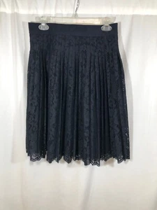 NWD Nanette Lepore Navy Blue Pleated Lace Skirt [ SZ UNKNOWN ] #1906 - Picture 1 of 12