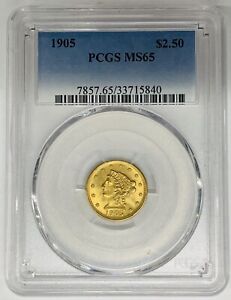 1905 $2.50 Liberty Head Quarter Eagle Gold Coin PCGS MS 65 (B)