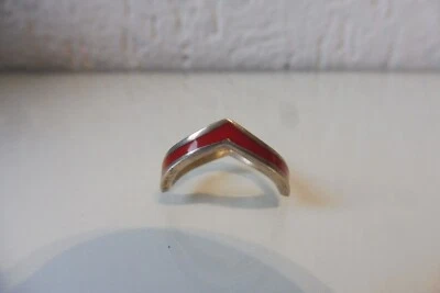 Anello 800 Argento Rosso Smaltato, Bella, vecchio Anello - Immagine 1 di 4