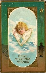 Weihnachts Postkarte Engel in Wolken ~ Star Wiseman ~ 1910 West Park PA STA Abbrechen - Bild 1 von 3
