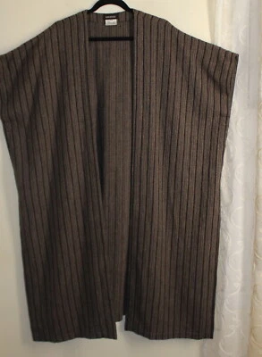 Eskandar O/S Black Brown Gray 46" Long Wow Sweater Cardigan Tabard Vest Jacket - Image 1 of 4