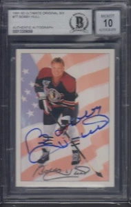 BOBBY HULL, 1991 Ultimate Original Six #77 AUTO Beckett Grade 10 - Picture 1 of 1