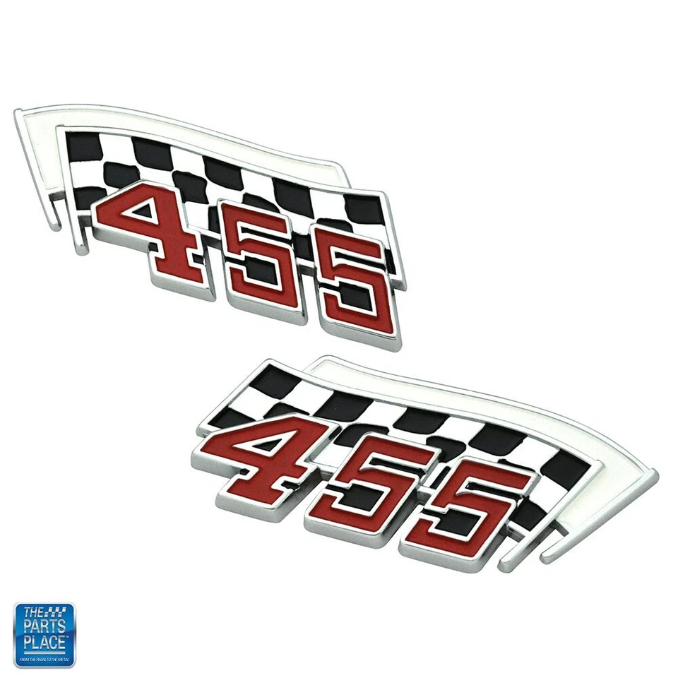 1959-75 All Pontiac Cars Pontiac 455 Flags Fender Emblems Pair  - Image 1 of 1
