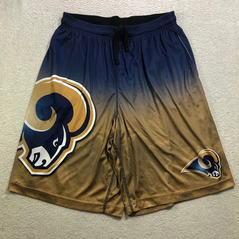 Los Angeles Rams Shorts Mens Large Blue Gold Ombre Big Logo Athletic Cover