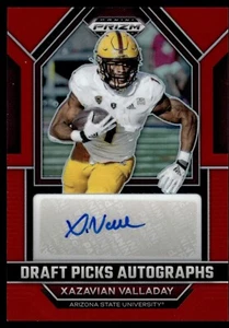 2023 Prizm Draft Picks Xazavian Valladay rojo Prizm novato automático radiocontrol #/199 - Imagen 1 de 2