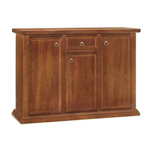 Cupboard Sideboard Art Povera 3 Doors 1 Drawer Walnut Dark Classic - Picture 1 of 8