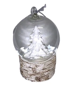 SEASONAL ABODE Snow Globe White Christmas TREE Birch Rustic Ornament New NWT - Picture 1 of 2
