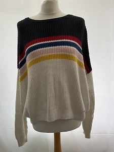 Hollister Blue Striped Cotton Blend Chunky Knit Sweater Size S - Picture 1 of 9
