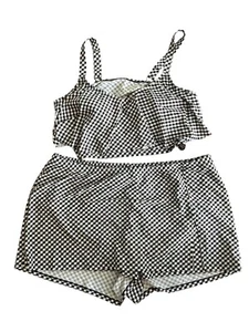 Catherines Women's 2 Piece Bikini Swimsuit Black & White Check Bathing Suit 26W - Picture 1 of 5