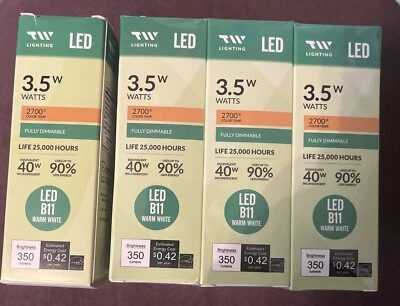 3.5w LED B11 Bulb 8 Pack Color 2700k 25,000 Hours 40w Equivalent Warm White New - Image 1 of 4
