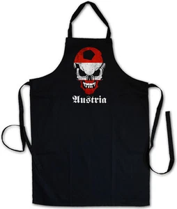 CLASSIC AUSTRIA SKULL FLAG GRILLSCHÜRZE KOCHSCHÜRZE - Österreich Banner Biker MC - Picture 1 of 1