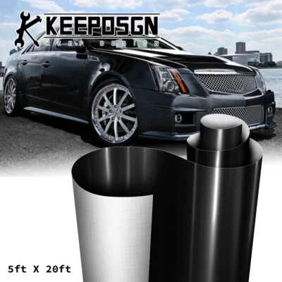 For Cadillac Car Paint Protect Vinyl Wrap Film Sticker Decal Sheet Roll Gloss BK - Image 1 of 4